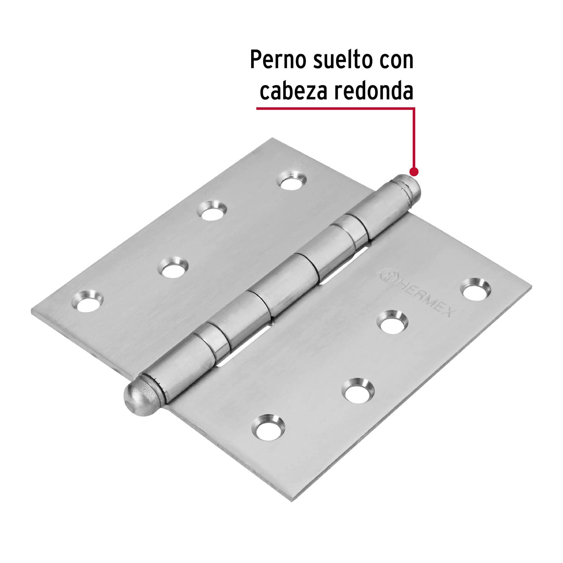 Bisagra cuadrada 4', acero inoxidable, redonda - BC-404R / 43224