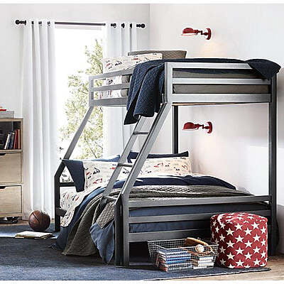 Modern Gray Twin Over Full Bunk Bed for Kids Room – Space-Saving Design