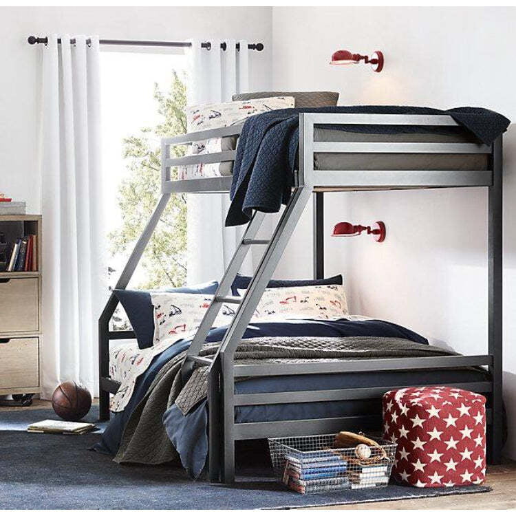 Modern Gray Twin Over Full Bunk Bed for Kids Room – Space-Saving Design Modern Gray Twin Over Full Bunk Bed for Kids Room – Space-Saving Design