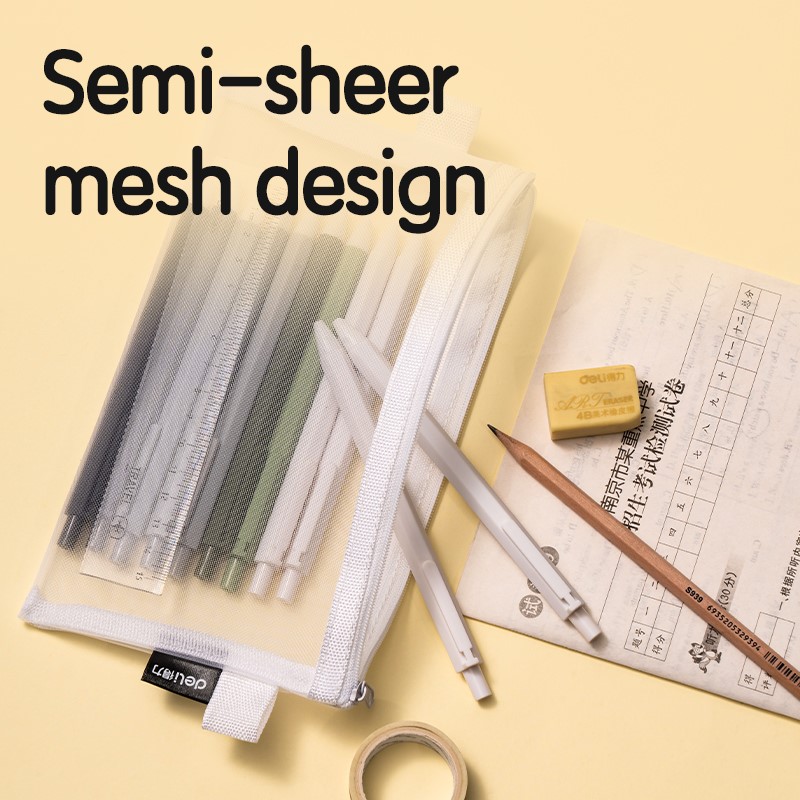 DELI BC348  SCHOOL PENCIL POUCH BLACK MESH