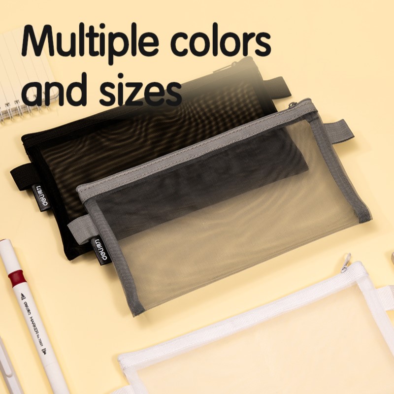 DELI BC348  SCHOOL PENCIL POUCH BLACK MESH