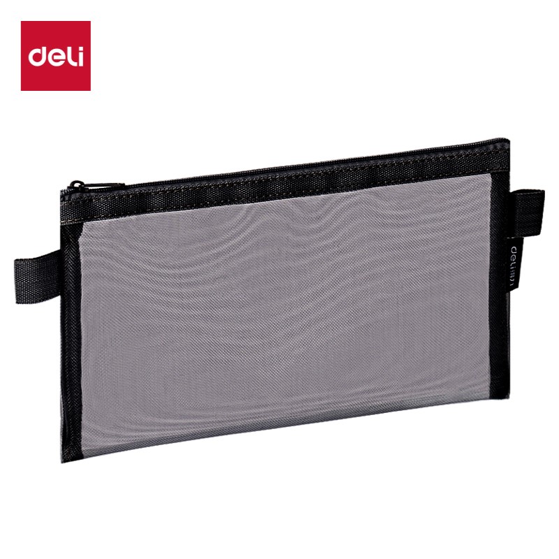 DELI BC348  SCHOOL PENCIL POUCH BLACK MESH