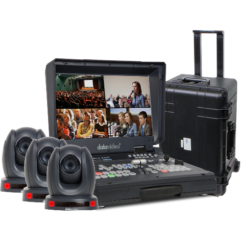 DATAVIDEO BDL-1601 - HS-1600T, three PTC-140T's and a sturdy rolling case for transport