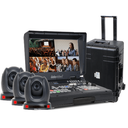 DATAVIDEO BDL-1601 - HS-1600T, three PTC-140T's and a sturdy rolling case for transport