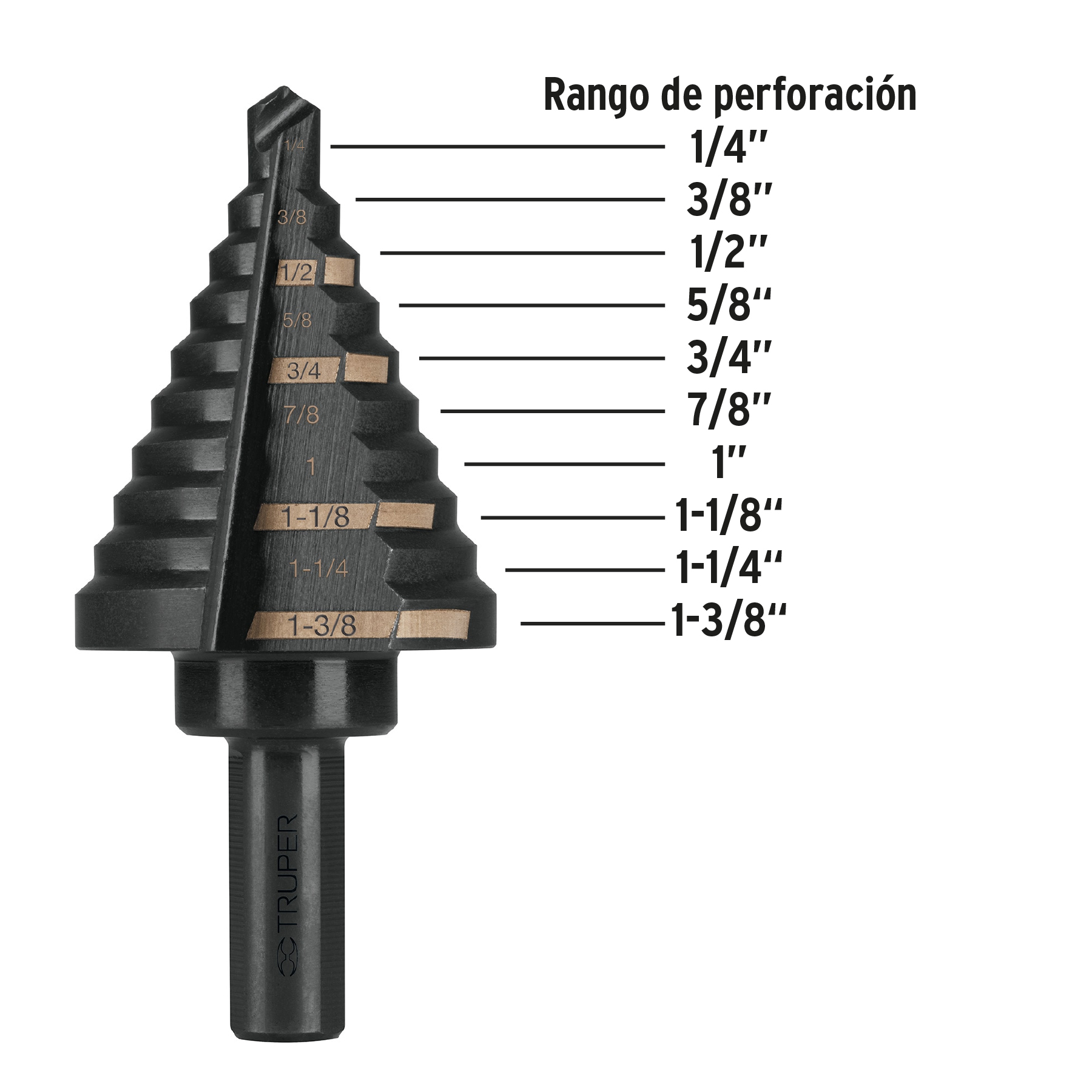 Broca escalonada óxido negro 10 escalones 1/4' a 1-3/8? - BES-10 / 12126