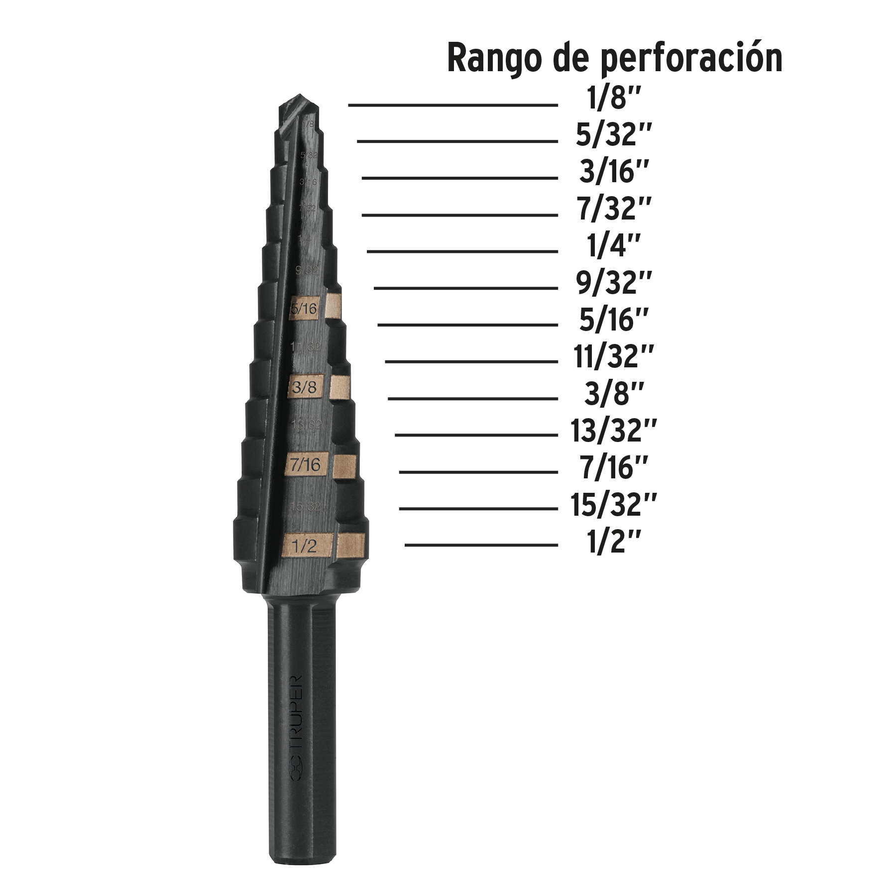 Broca escalonada óxido negro 13 escalones 1/8' a 1/2? - BES-13 / 12122