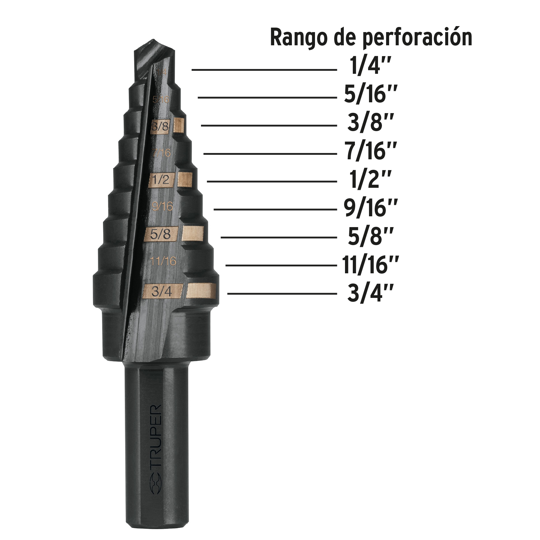 Broca escalonada óxido negro 9 escalones 1/4' a 3/4? - BES-9 / 12123