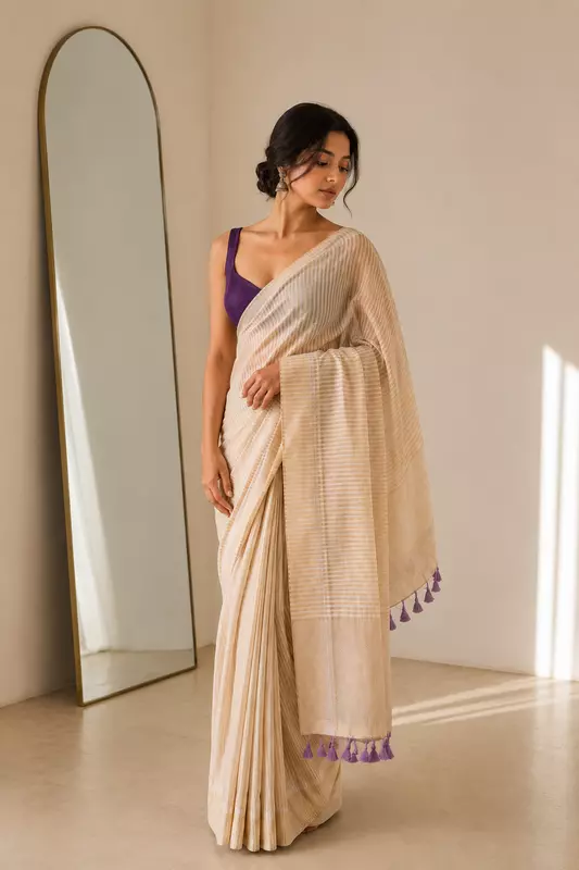 Mul cotton without blouse Kerala 2