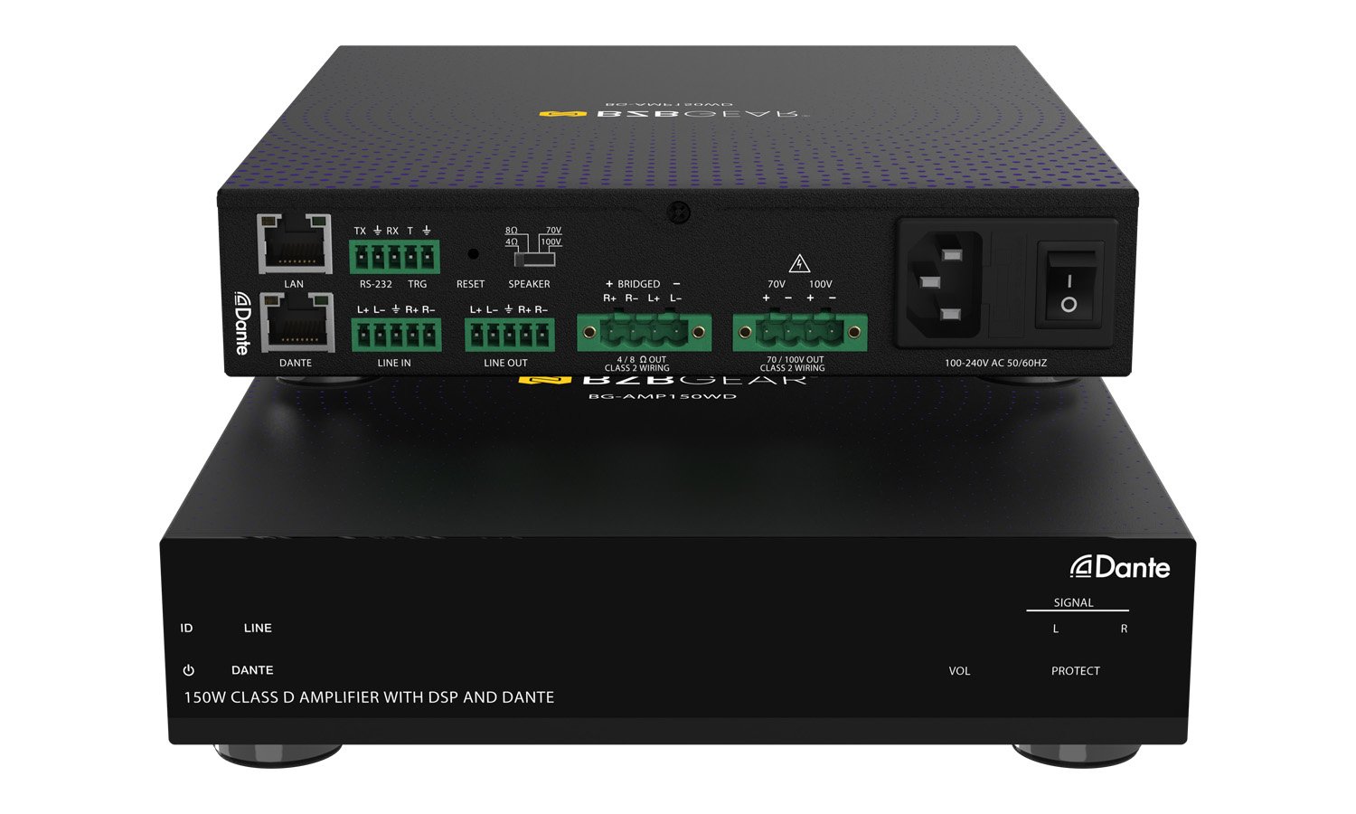 150W Class D Amplifier/Digital Signal Processor with Dante RS-232/LAN and Web GUI Control 150W Class D Amplifier/Digital Signal Processor with Dante RS-232/LAN and Web GUI Control