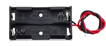2 x 1.5V AA Battery Holder Case Box Black Wire Leads