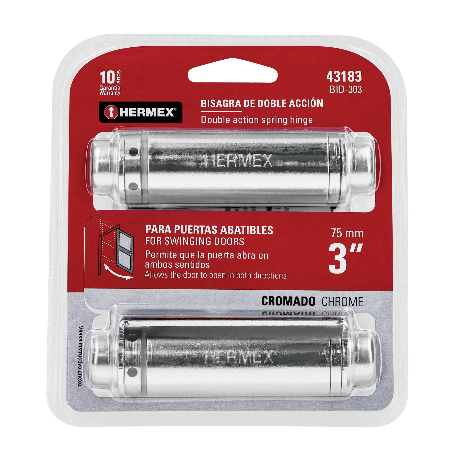 Bisagra de doble acción 3', acero cromado - BID-303 / 43183