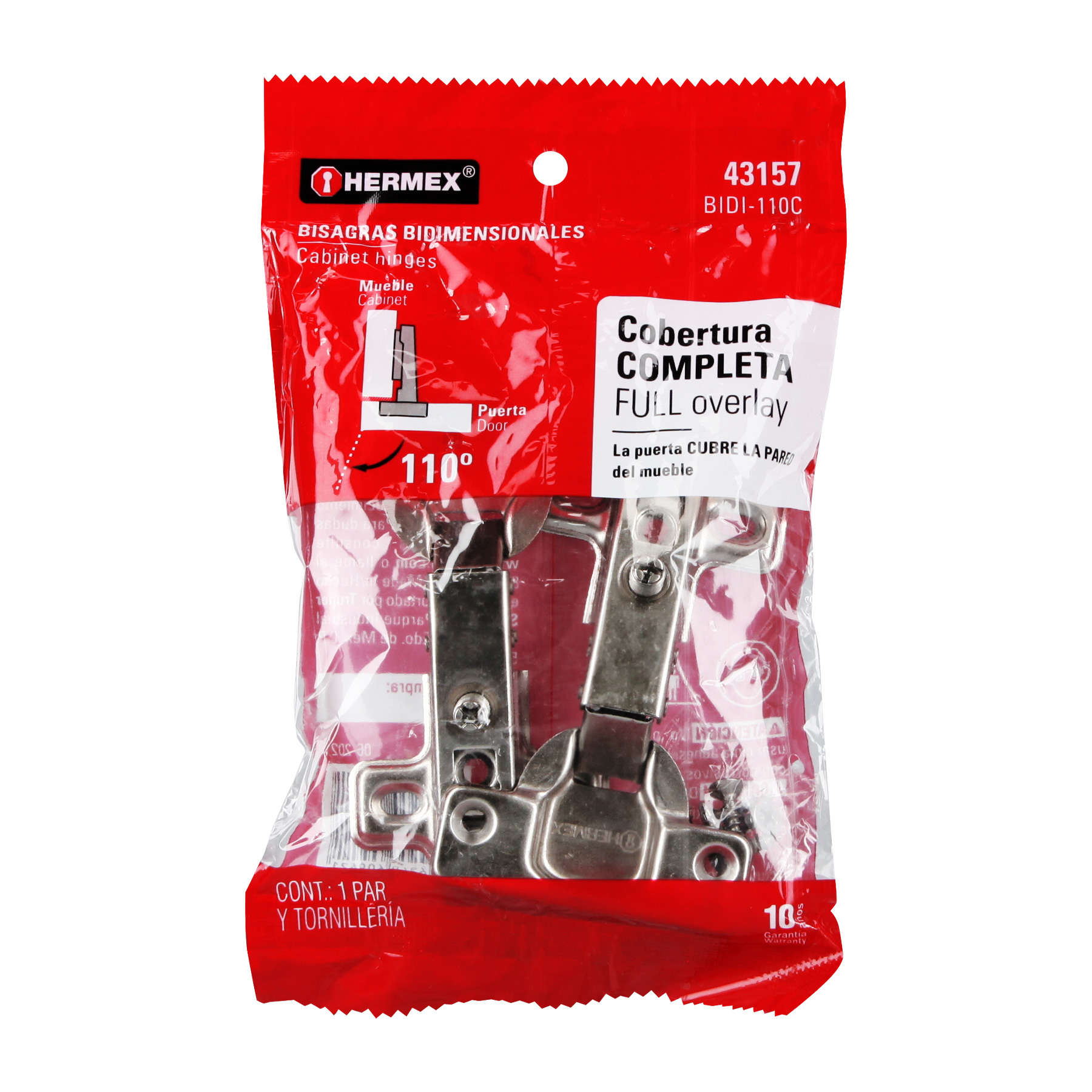 Bolsa con 2 bisagras bidimensionales 110°,cobertura completa - BIDI-110C / 43157