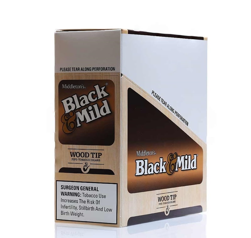 BLACK & MILD PLASTIC & WOOD TIP 5-PACKS (50 CIGARS)