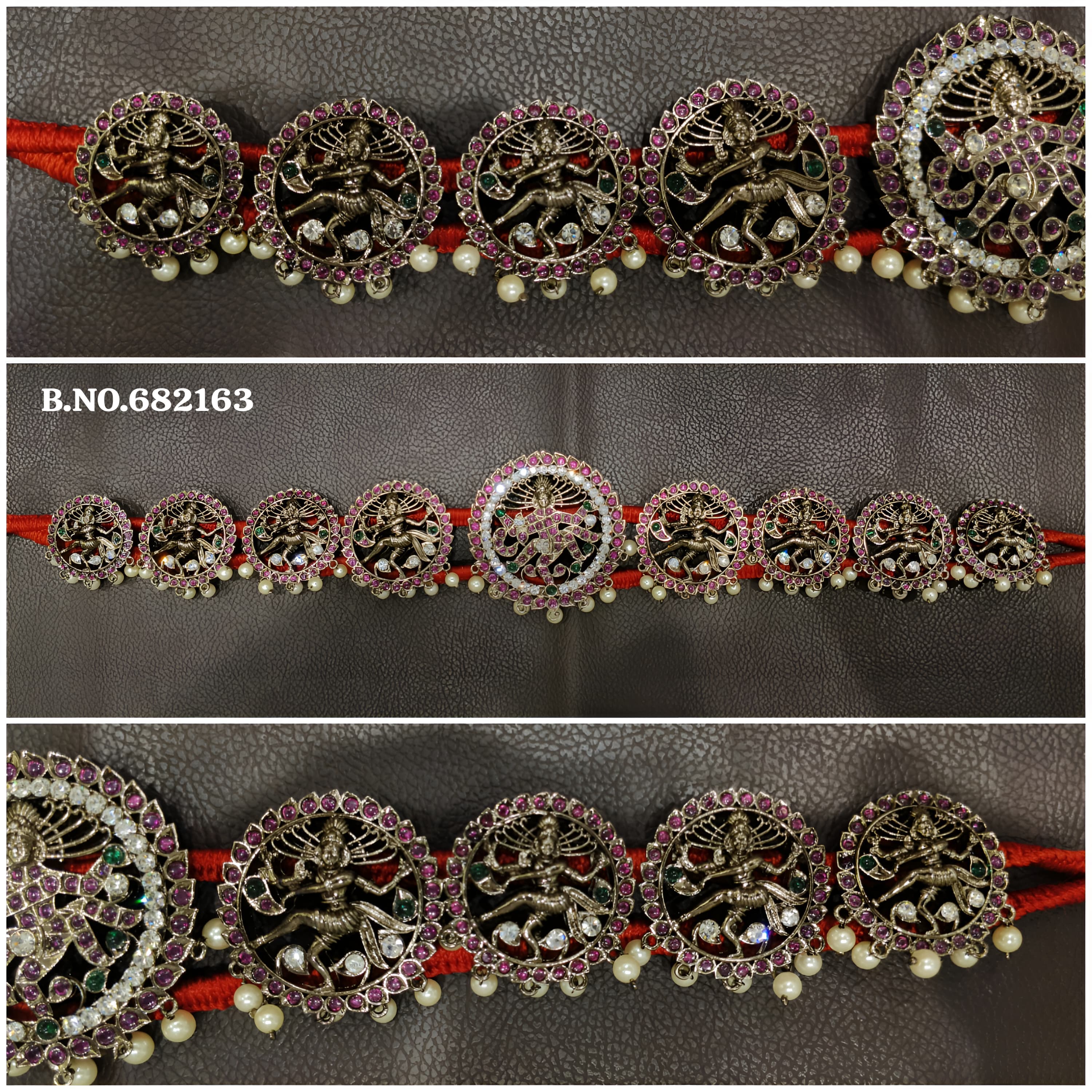 Panchalokam Black Antique Real Kempstones Oddiyanam | Margam Temple Jewellery Waistbelt
