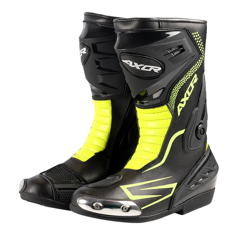 AXOR RIDING BOOTS SLIPSTREAM UK8 BLACK NEON GREEN