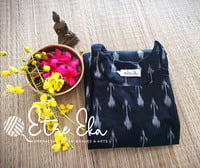 Double IKKAT Handloom Cotton Salwar Set/Black-White /Laced Slitted Top -Laced Pencil Pant-IKKAT Dupatta