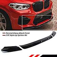 BMW F97 X3M & F98 X4M 3-Piece Style Front Lip Splitter Kit – Glossy Black