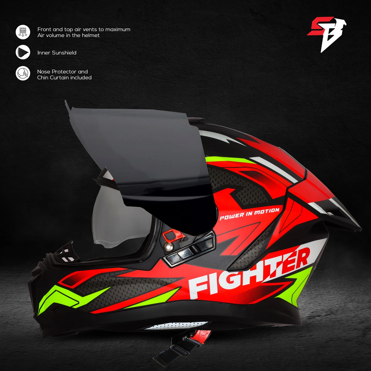 STEELBIRD SBH-57 ISS FIGHTER F7 GLOSSY BLACK/RED C/V 580 MM WITH EXTRA SMOKE VISOR STEELBIRD SBH-57 ISS FIGHTER F7 GLOSSY BLACK/RED C/V 580 MM WITH EXTRA SMOKE VISOR