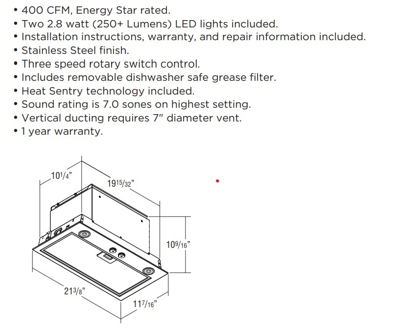 Classic Wood Hood Blower, 400 CFM