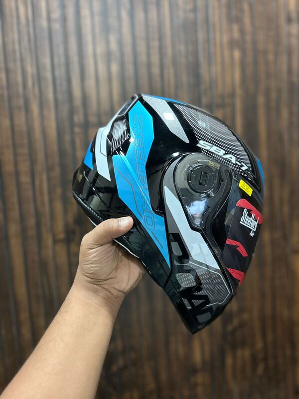 STEELBIRD SBA-7 ISS ROAD GLOSSY BLACK/METTALIC BLUE C/V (M)