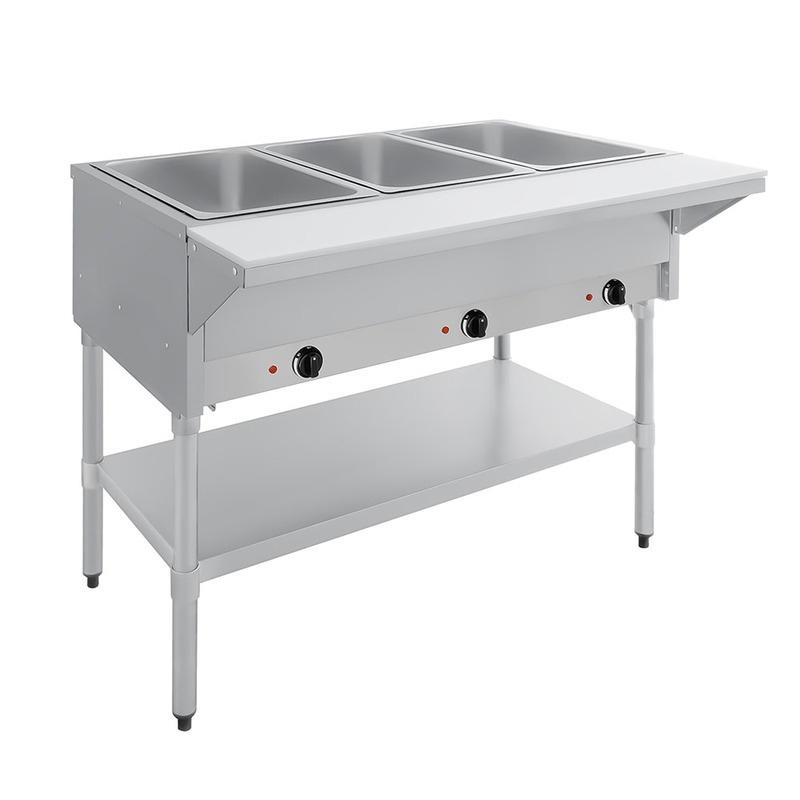 Baño María eléctrico de 3 insertos entrepaño galvanizado