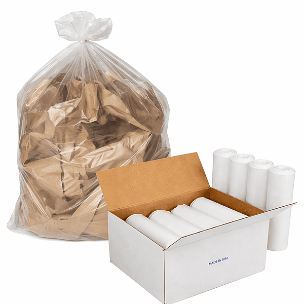 Caja con bolsas de basura semi transparentes de 38 x 50 cm enrolladas, presentación institucional Caja con bolsas de basura semi transparentes de 38 x 50 cm enrolladas, presentación institucional