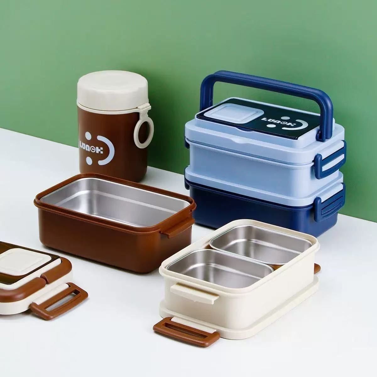 2LAYERS 2IN1 FOOD PACK WITH WATER/ JUICE BOTTLE