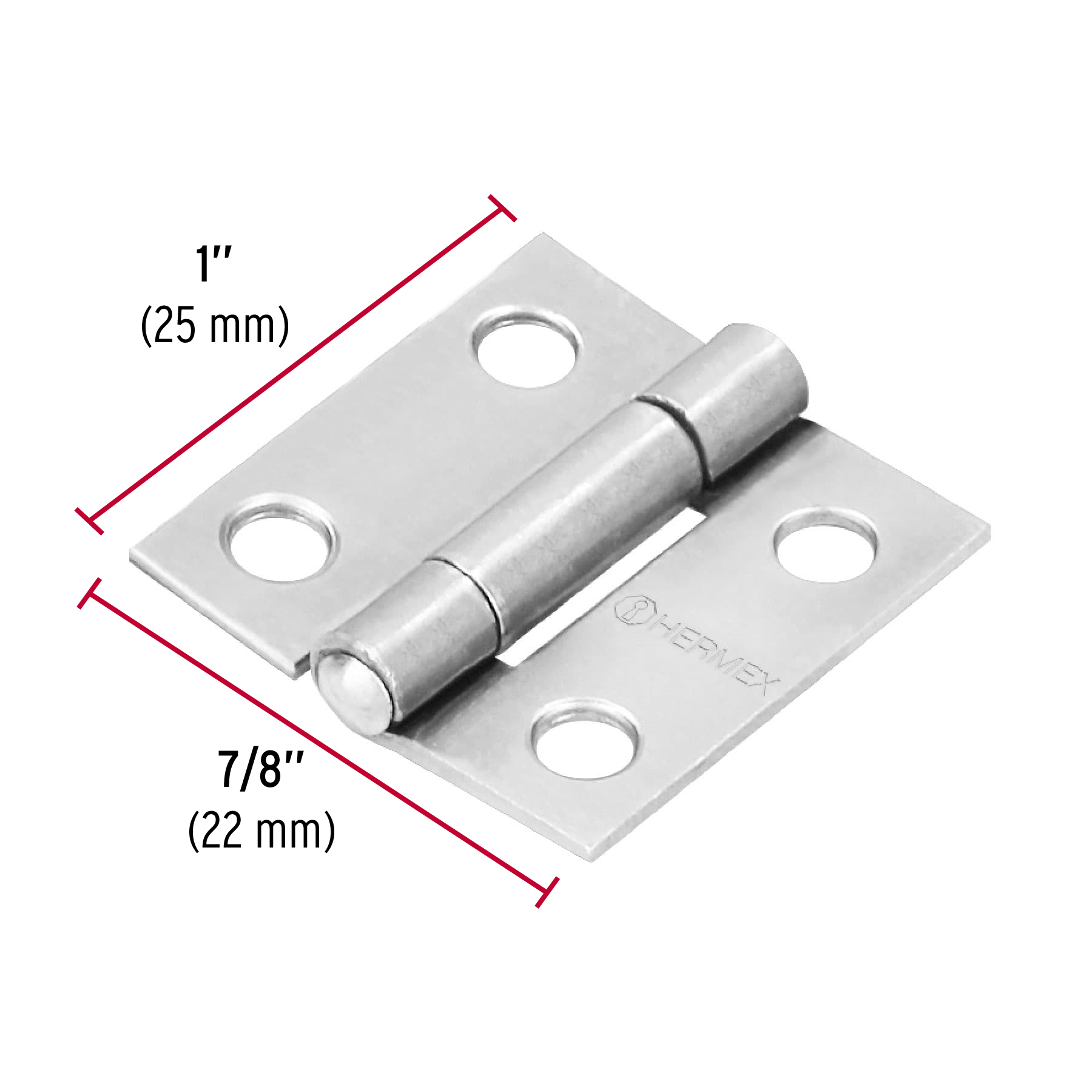 Bisagra rectangular 1', acero pulido - BR-100 / 43185