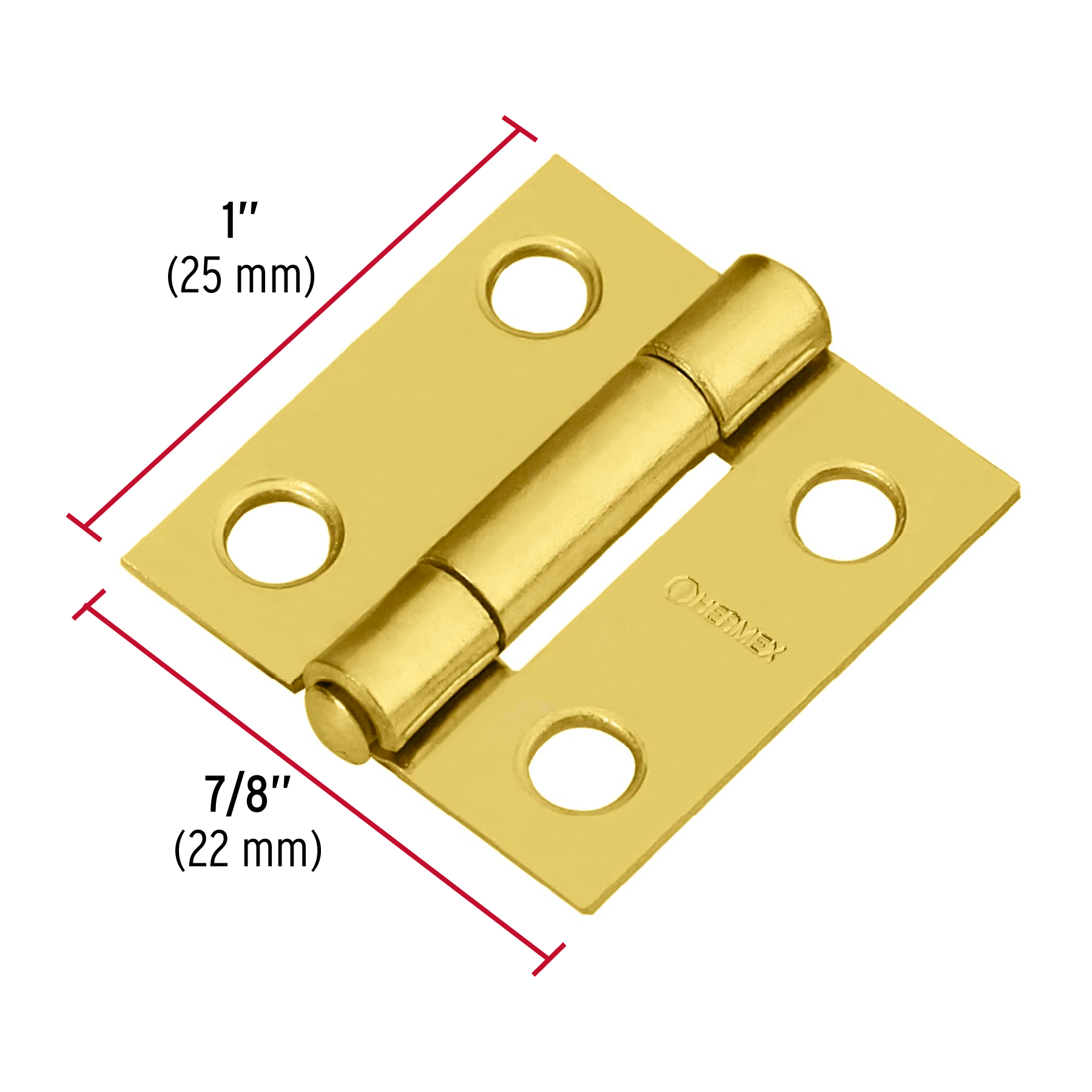 Bisagra rectangular 1', acero latonado - BR-101 / 43192
