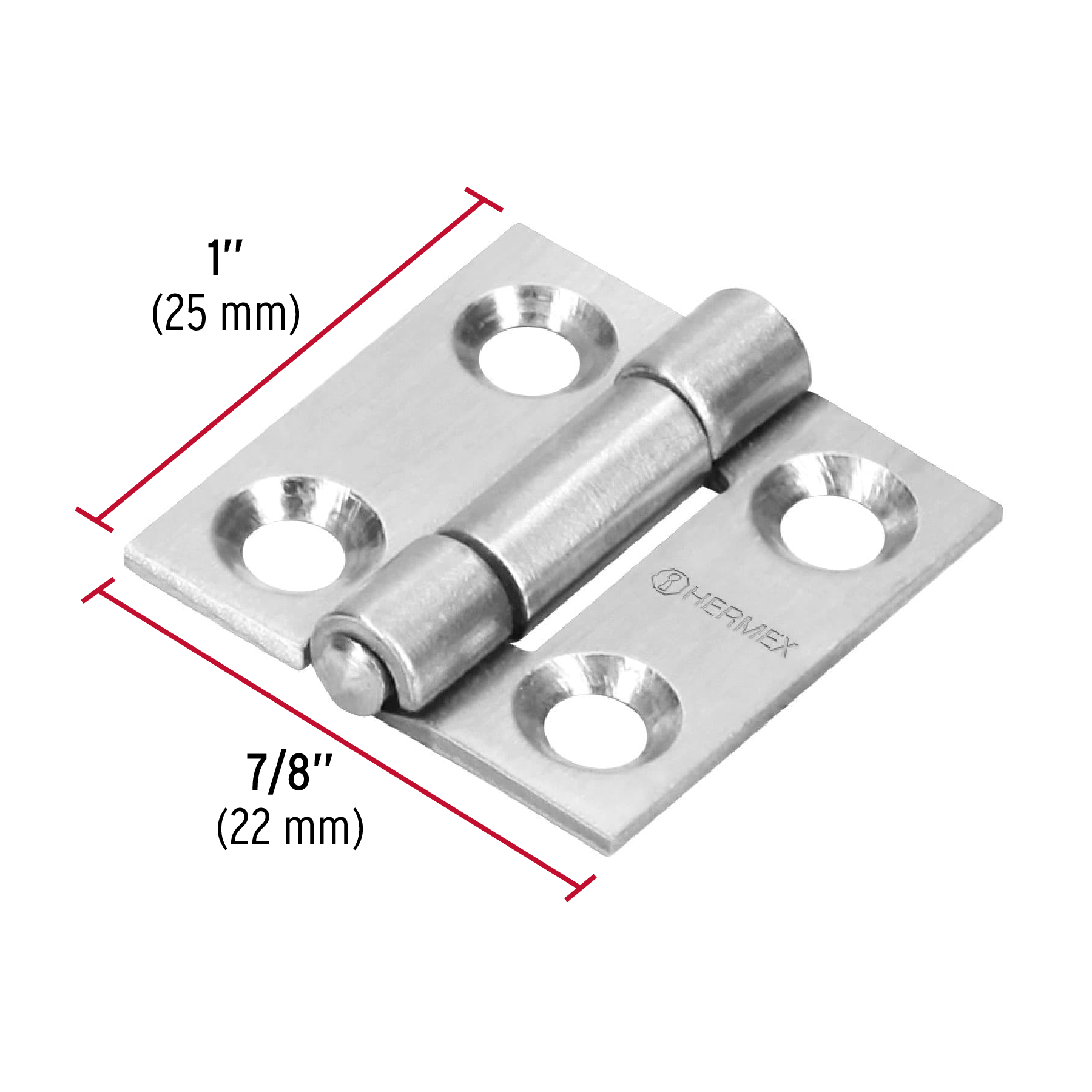 Bisagra rectangular 1', acero inoxidable - BR-104 / 43199
