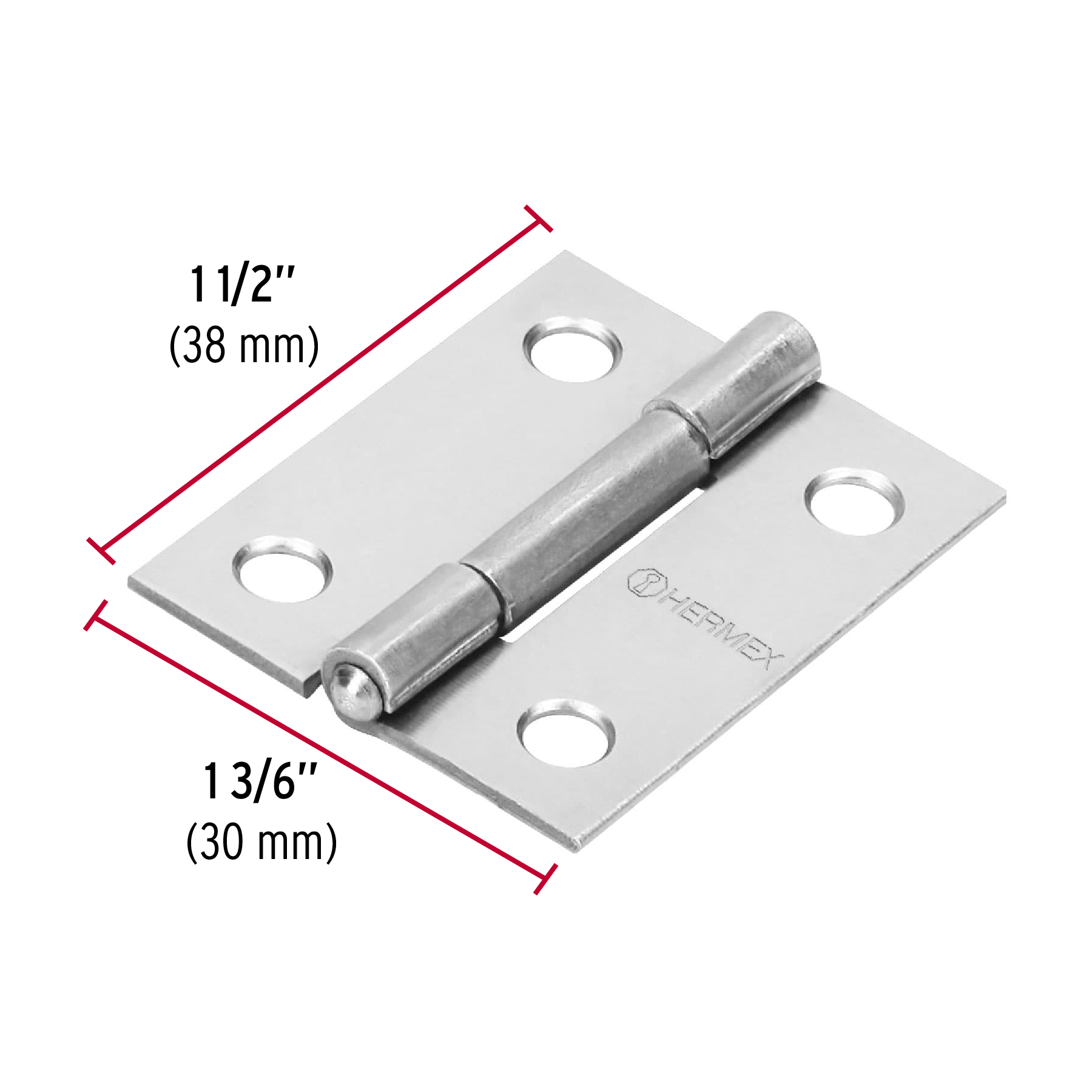 Bisagra rectangular 1-1/2', acero pulido - BR-150 / 43186