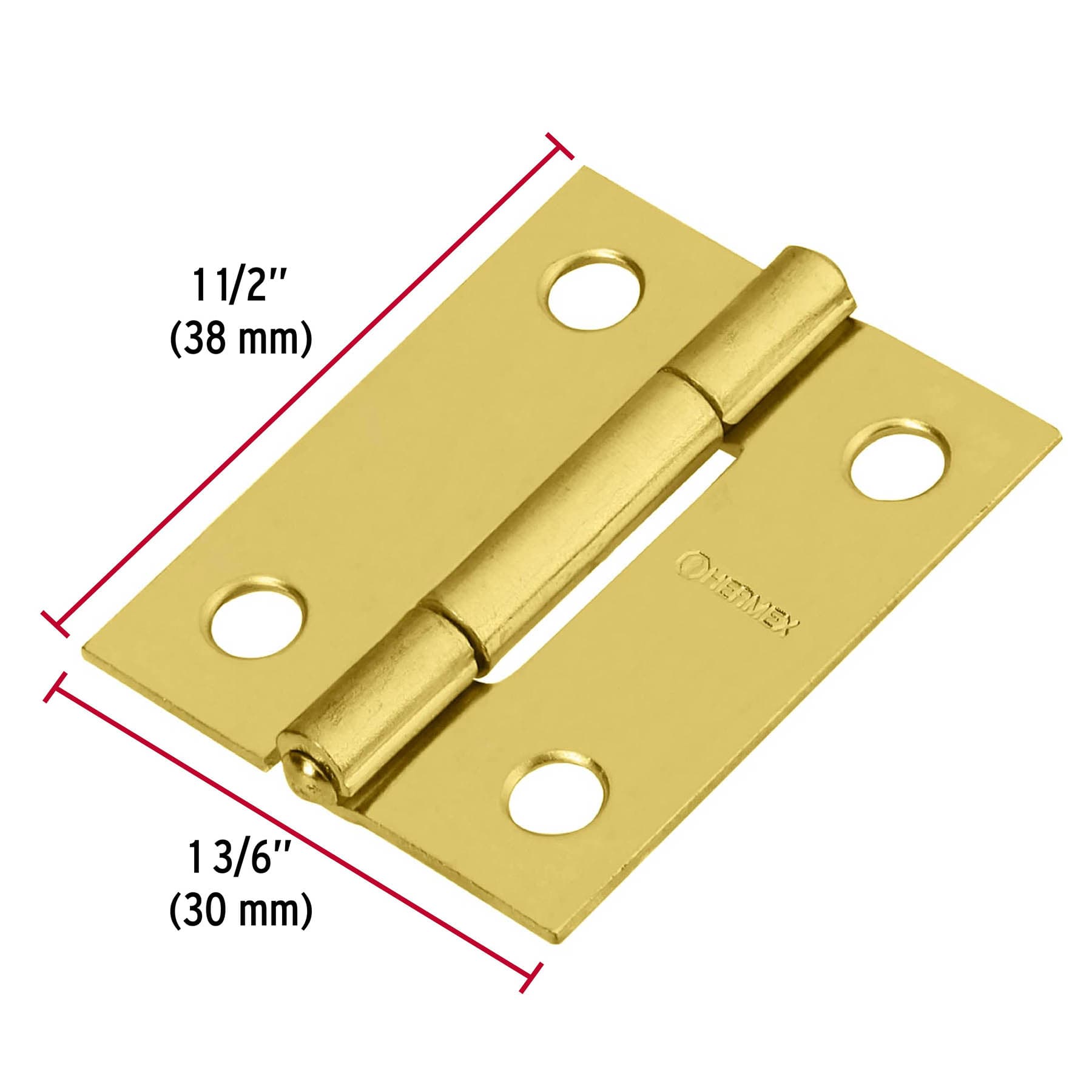 Bisagra rectangular 1-1/2', acero latonado - BR-151 / 43193