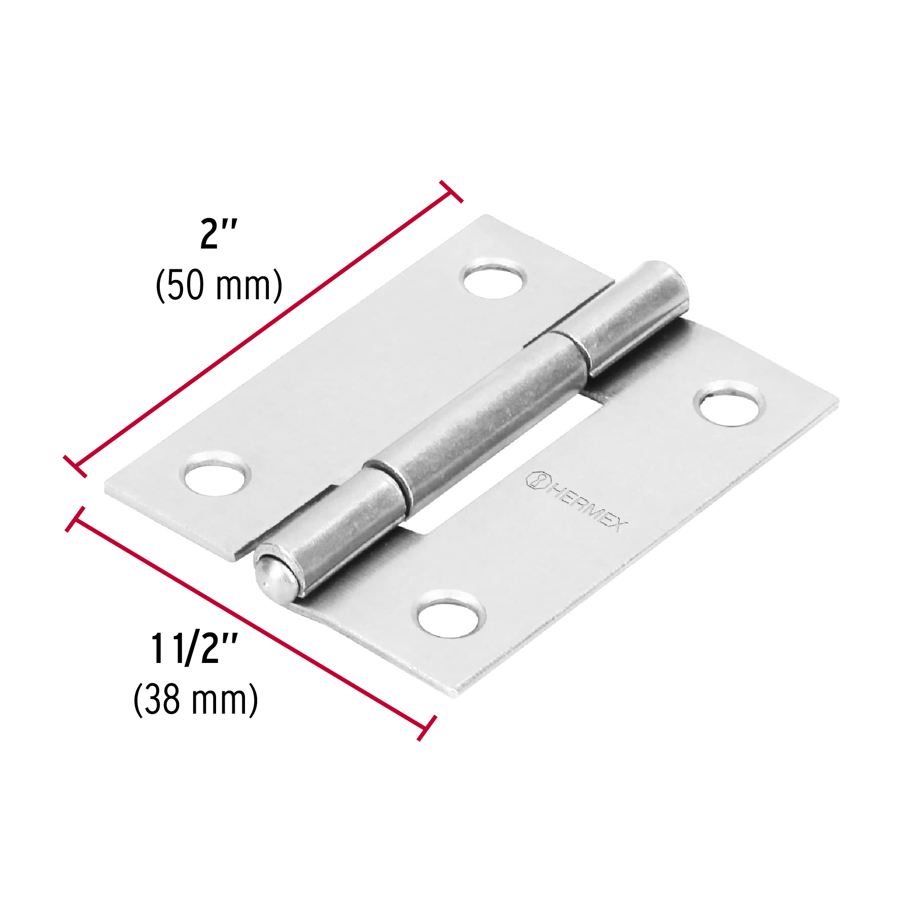 Bisagra rectangular 2', acero pulido - BR-200 / 43187