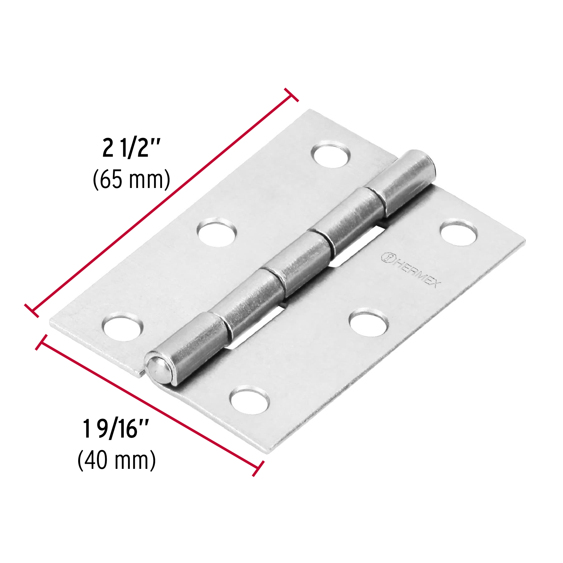 Bisagra rectangular 2-1/2', acero pulido - BR-250 / 43188