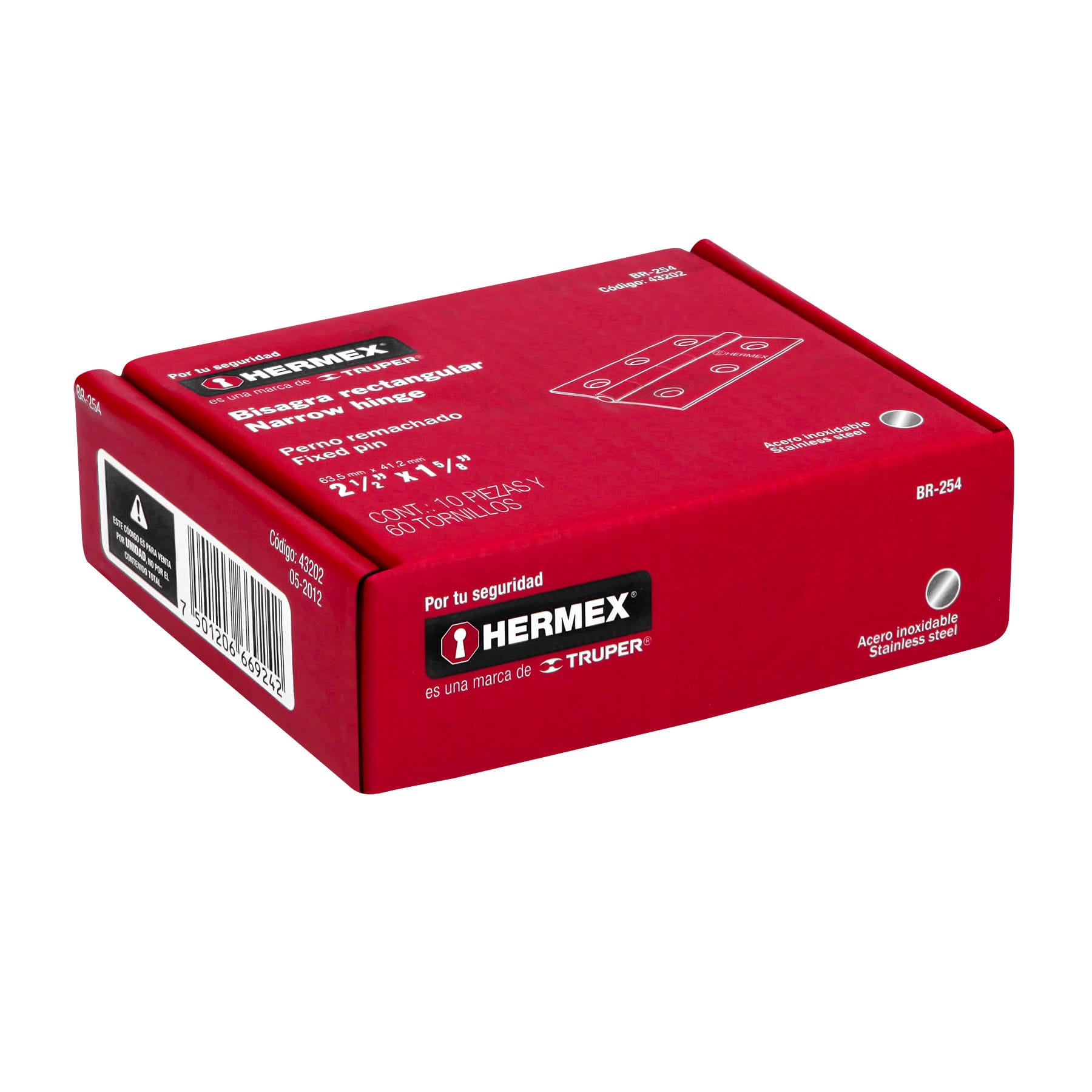 Bisagra rectangular 2-1/2', acero inoxidable - BR-254 / 43202