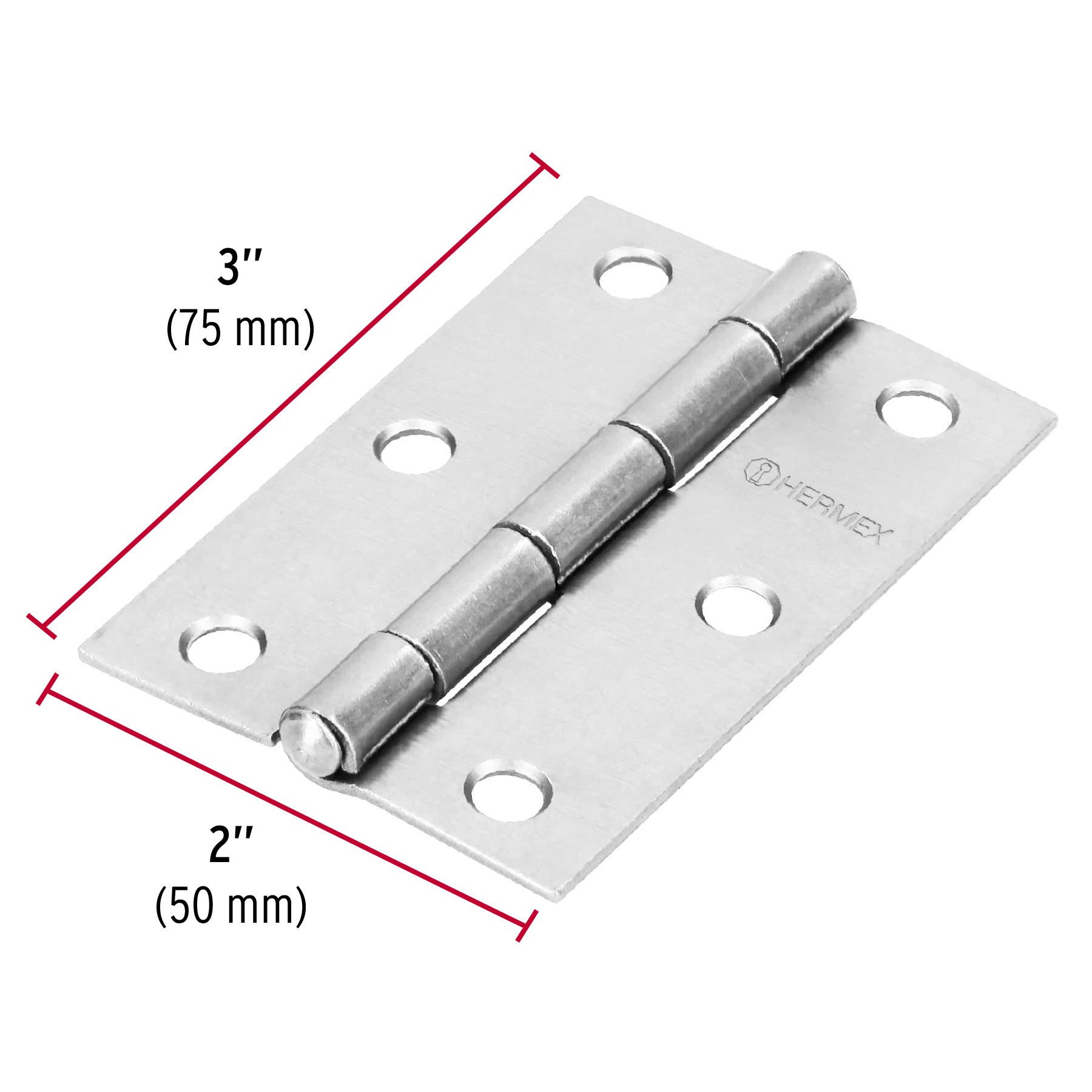 Bisagra rectangular 3', acero pulido - BR-300 / 43189