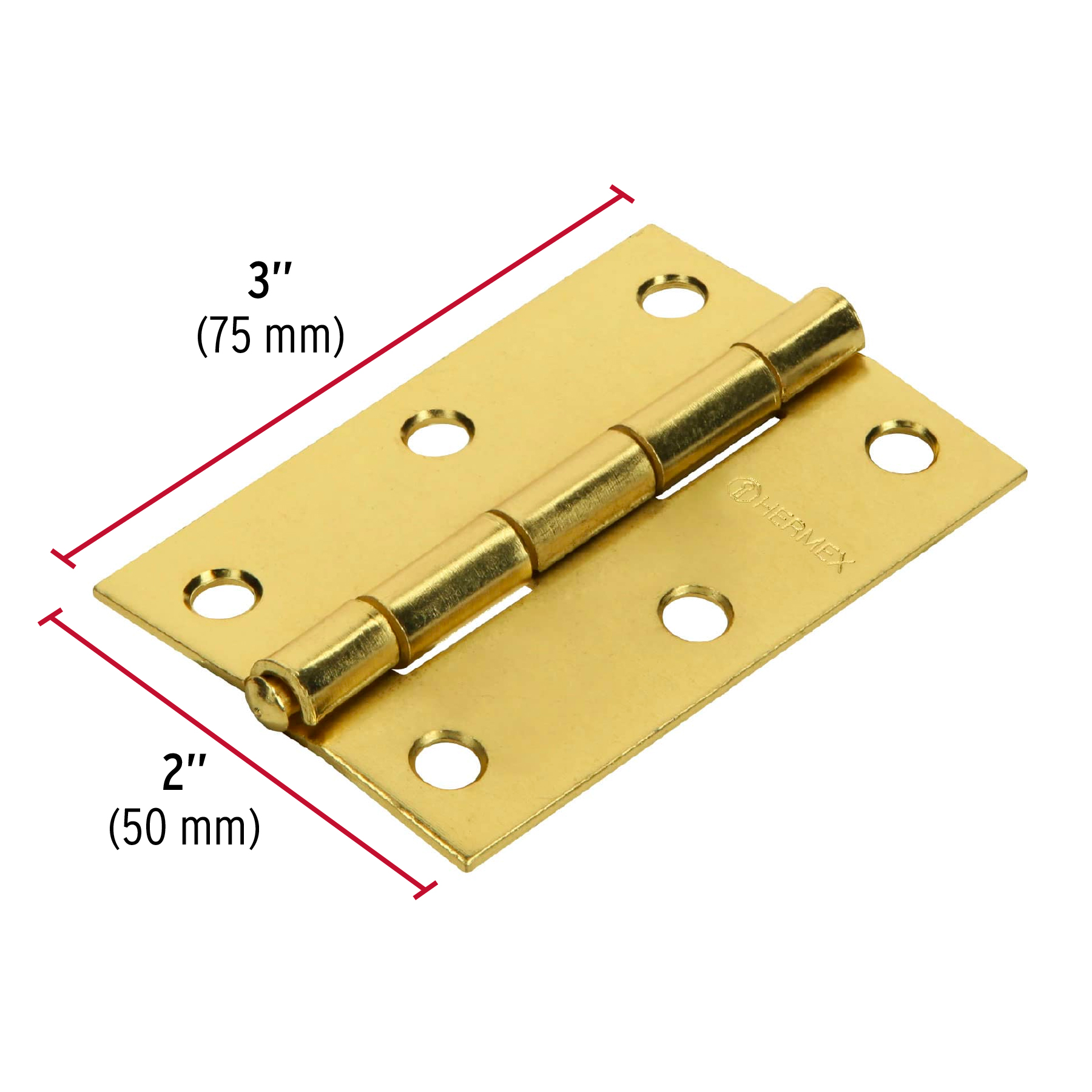 Bisagra rectangular 3', acero latonado - BR-301 / 43196
