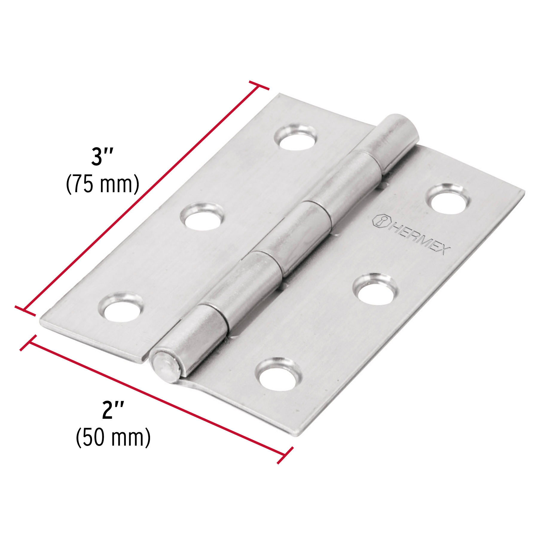 Bisagra rectangular 3', acero inoxidable - BR-304 / 43203