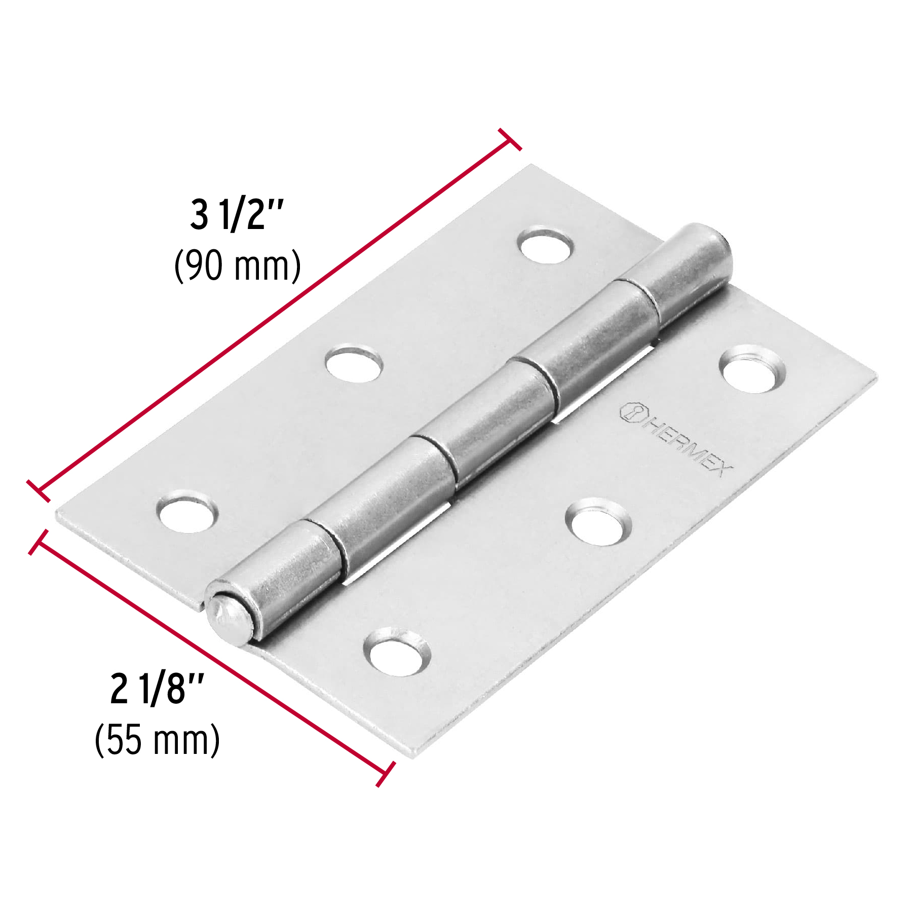 Bisagra rectangular 3-1/2', acero pulido - BR-350 / 43190