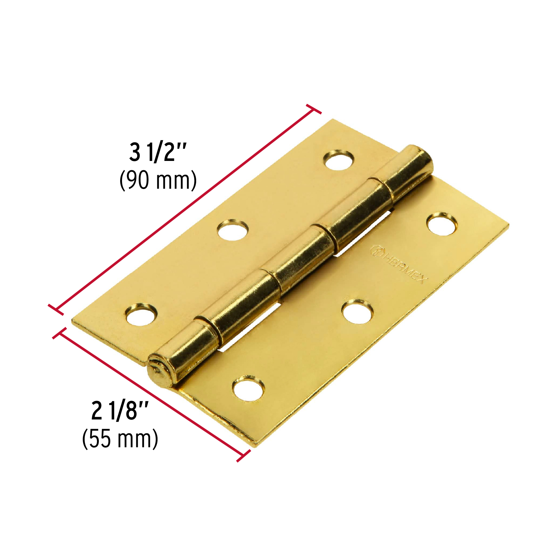 Bisagra rectangular 3-1/2', acero latonado - BR-351 / 43197