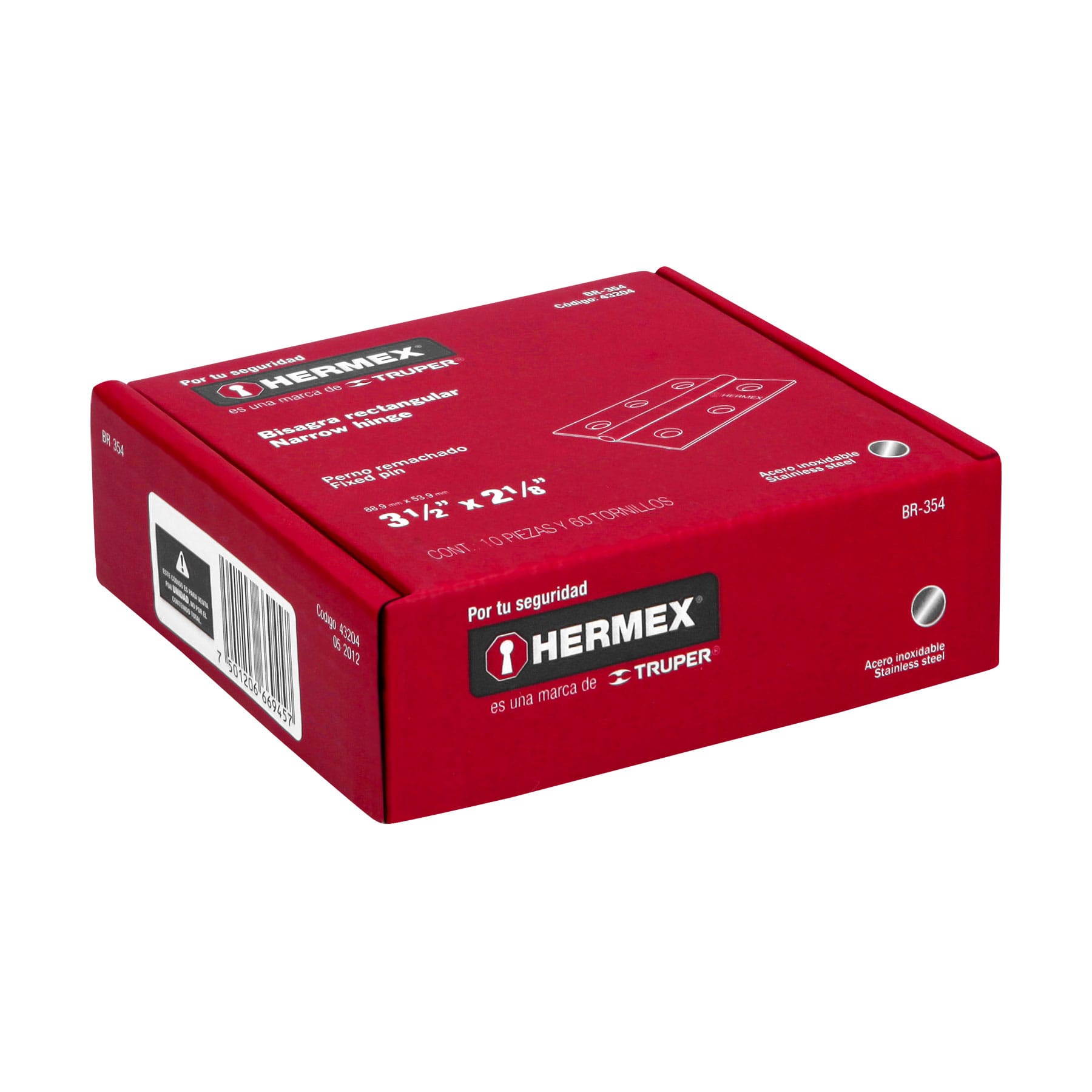 Bisagra rectangular 3-1/2', acero inoxidable - BR-354 / 43204