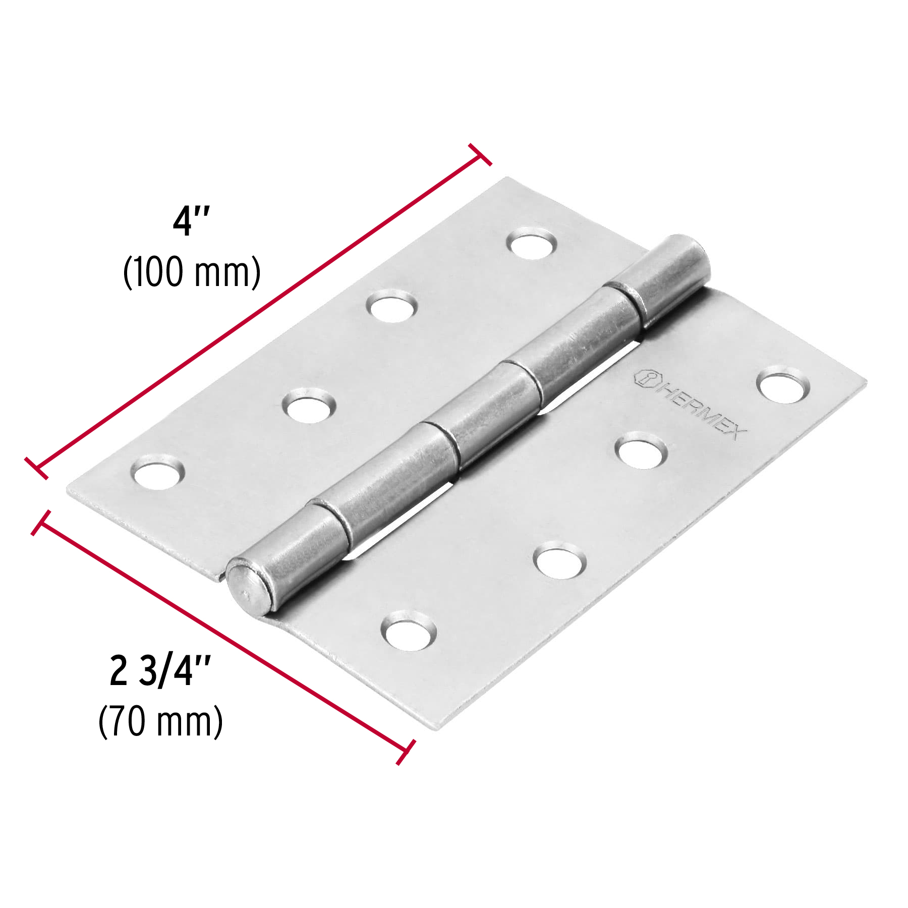 Bisagra rectangular 4', acero pulido - BR-400 / 43191