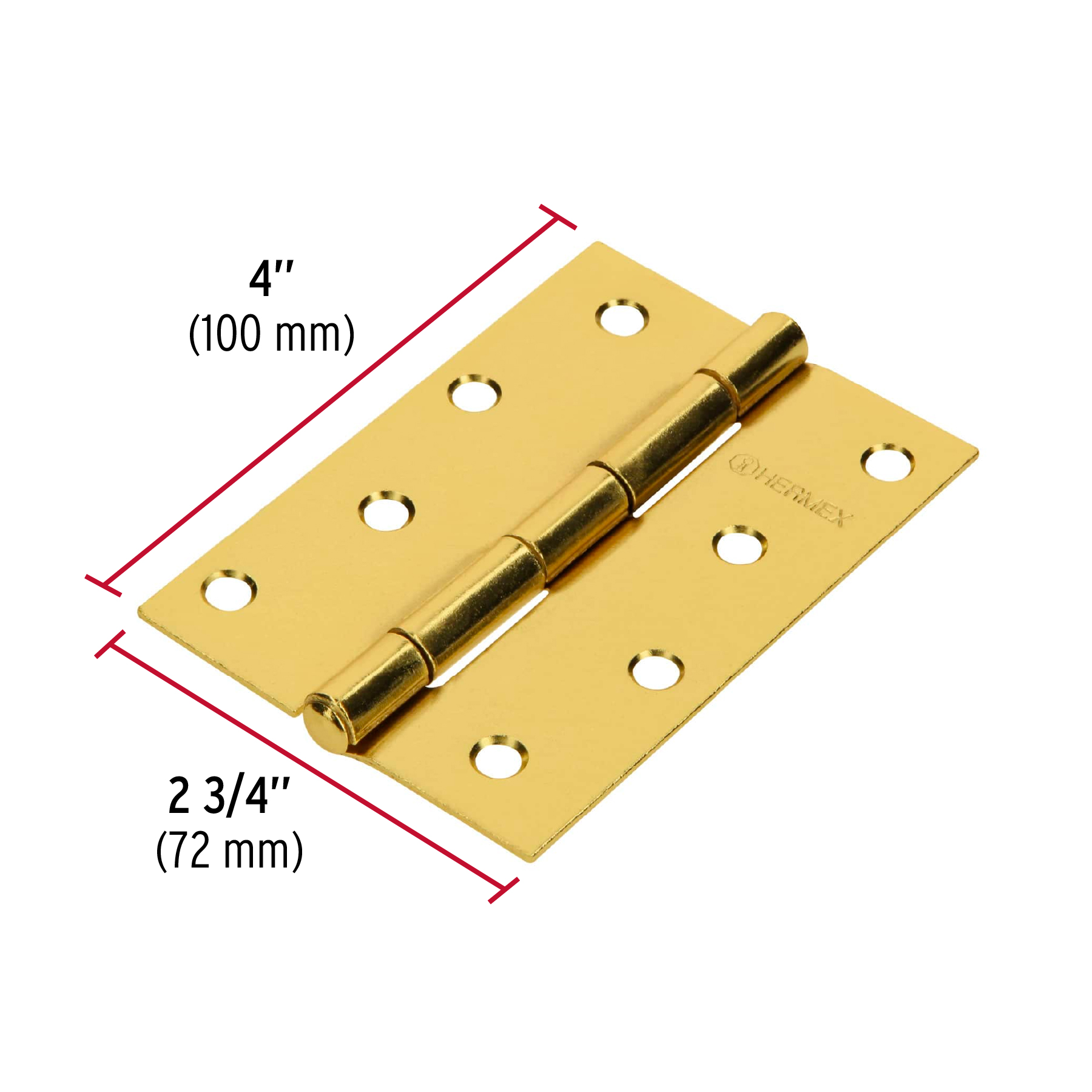Bisagra rectangular 4', acero latonado - BR-401 / 43198