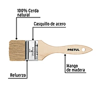 Brocha uso general, mango de madera, 2', Pretul - BRE-2 / 24473