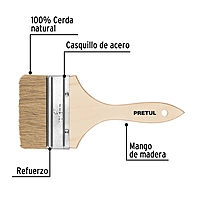 Brocha uso general, mango de madera, 4', Pretul - BRE-4 / 24476
