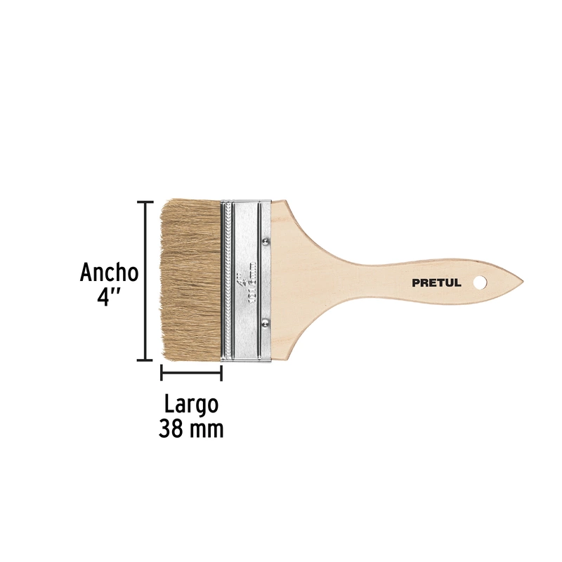 Brocha uso general, mango de madera, 4', Pretul - BRE-4 / 24476