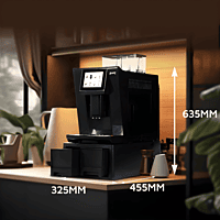 High angle view of roasted coffee beans inside the hopper of the Atlantis Brew automatic machine.