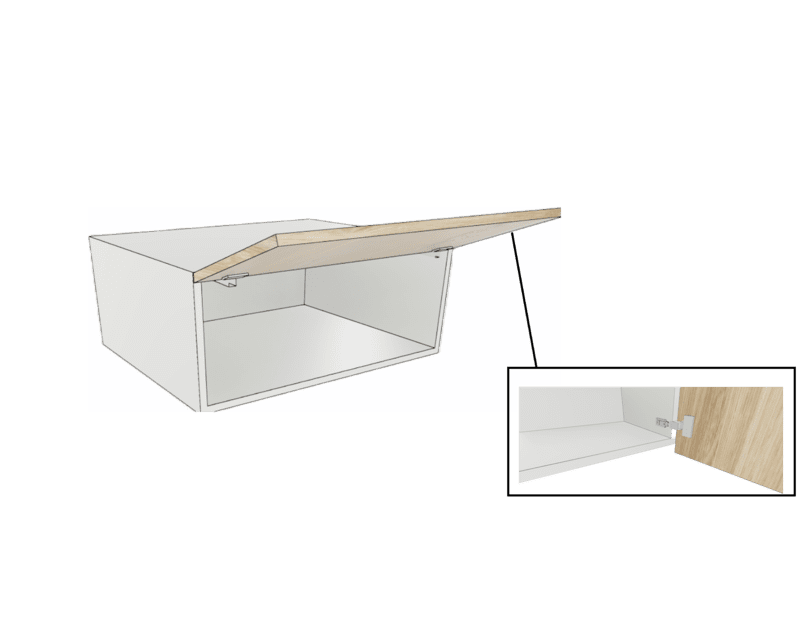 BRIDGE WALL CABINET 1 DOOR FLIP UP PULL OUT FULL DEPTH