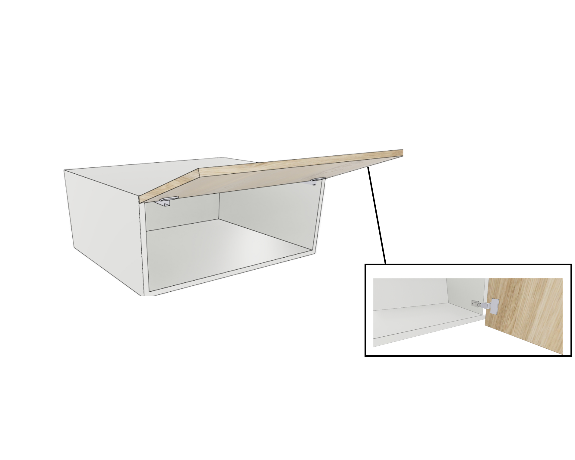 BRIDGE WALL CABINET 1 DOOR FLIP UP PULL OUT FULL DEPTH CUSTOM