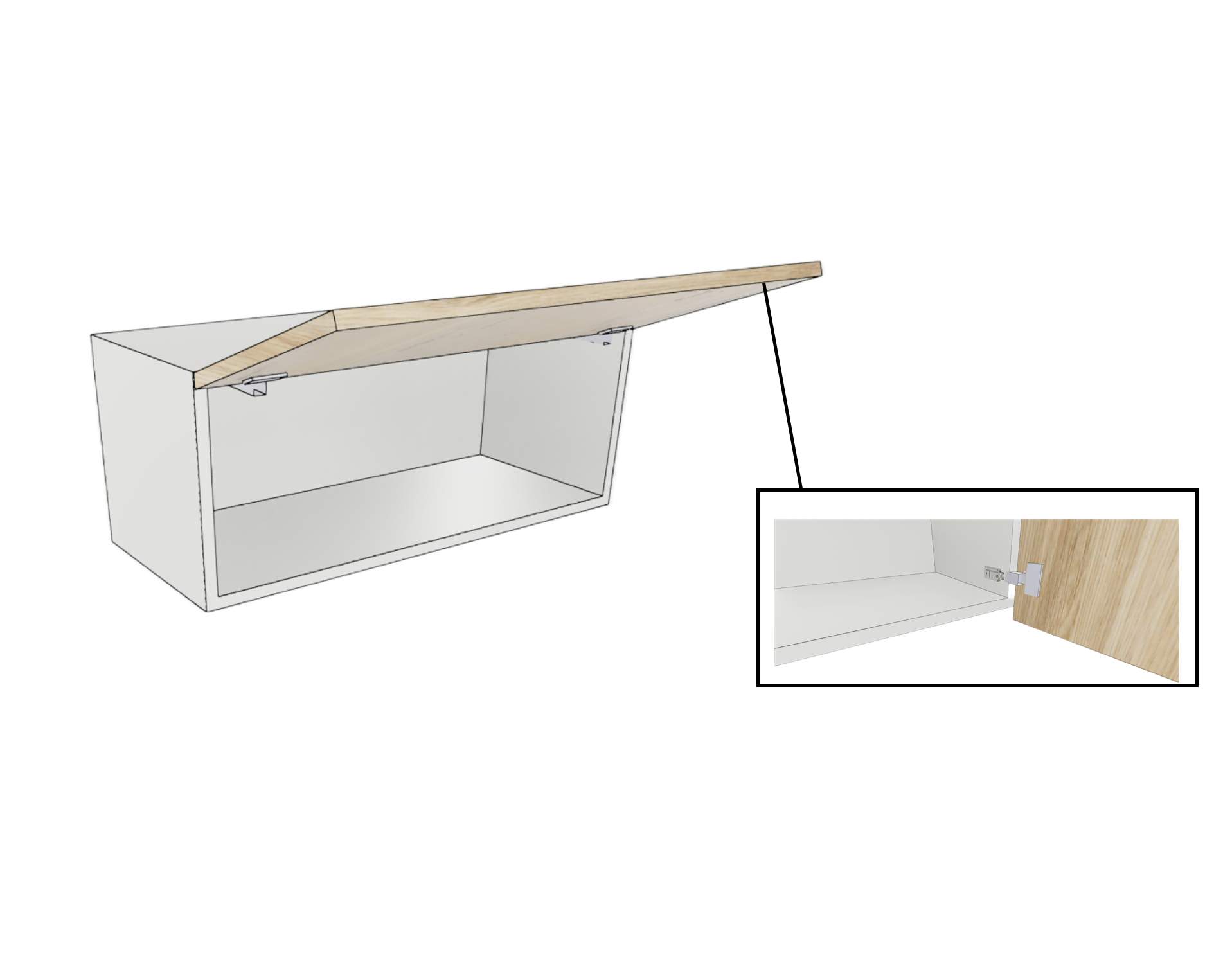 BRIDGE WALL CABINET 1 DOOR FLIP UP PULL OUT CUSTOM